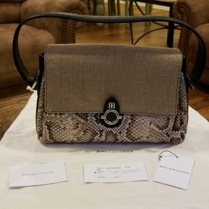 Balenciaga Python Linen Flap Bag